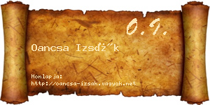 Oancsa Izsák névjegykártya
